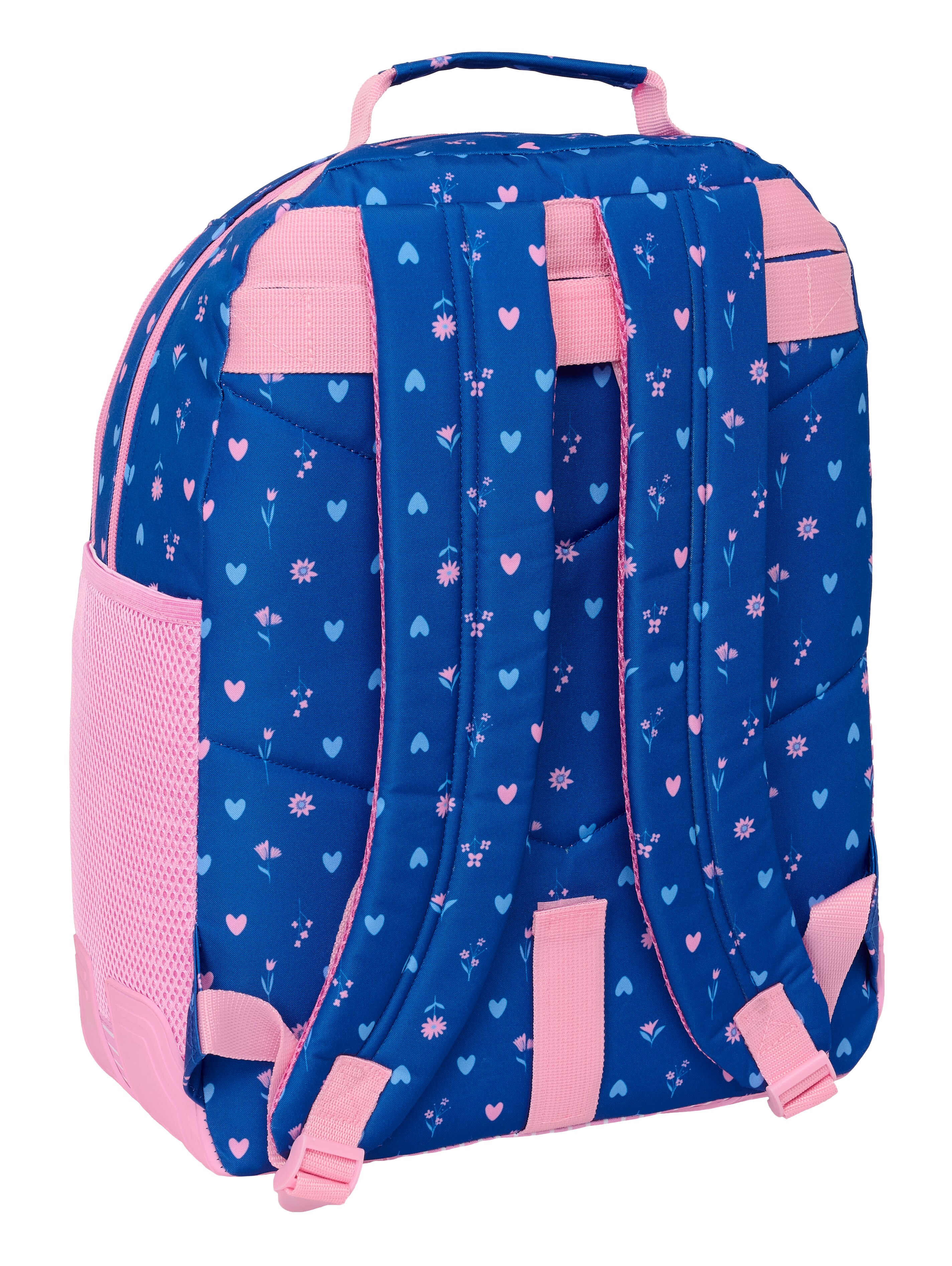 Mochila doble adaptable a carro Safta Kitty azul oscuro y rosa claro 2