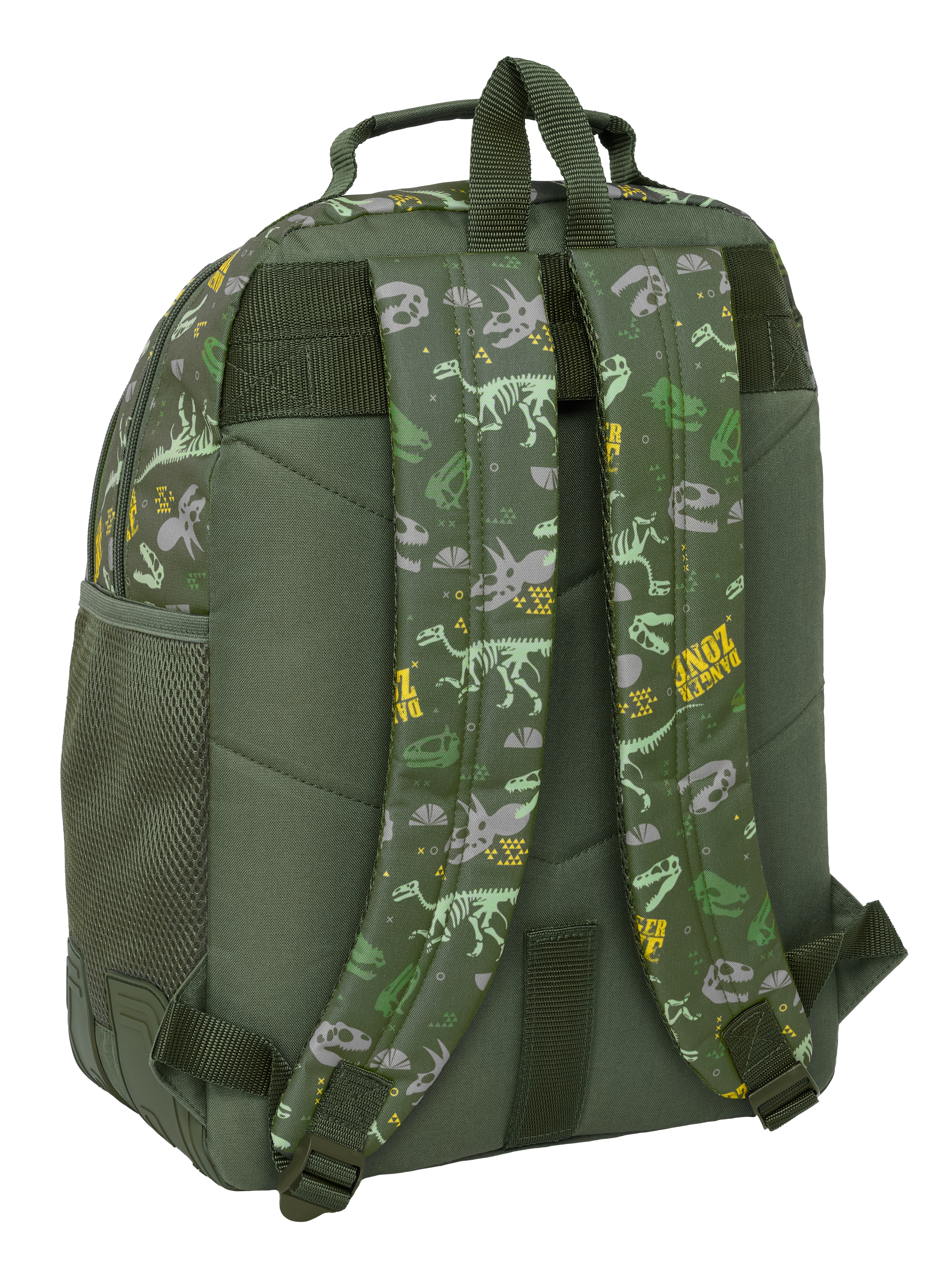 Mochila doble adaptable a carro Safta T-rex verde militar 2