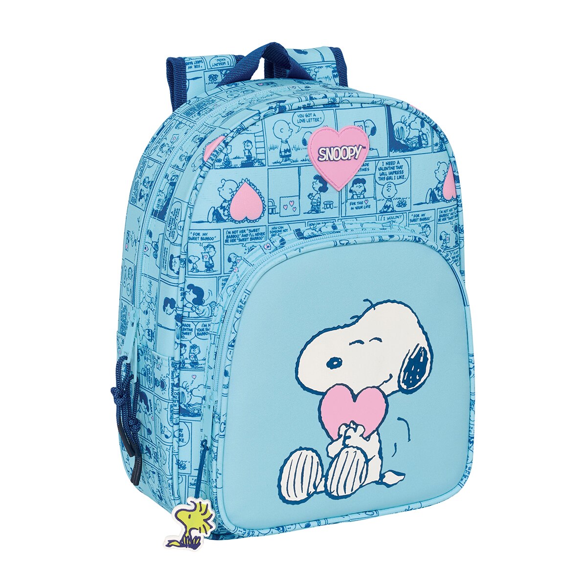 Mochila infantil adaptable a carro Snoopy Safta azul claro 1