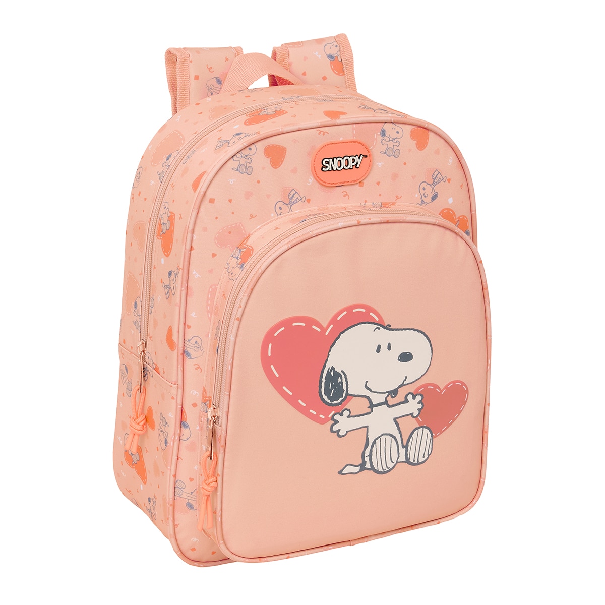 Imagen 0 de Mochila infantil adaptable a carro Snoopy Safta salmon