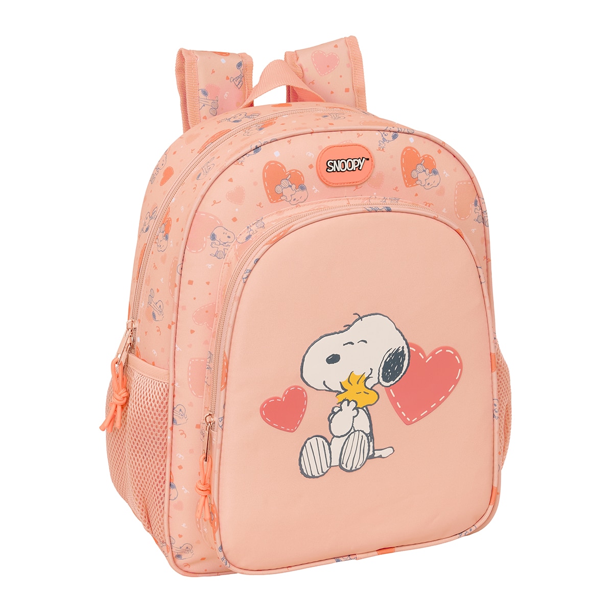 Imagen 0 de Mochila junior adaptable a carro Snoopy Safta salmon