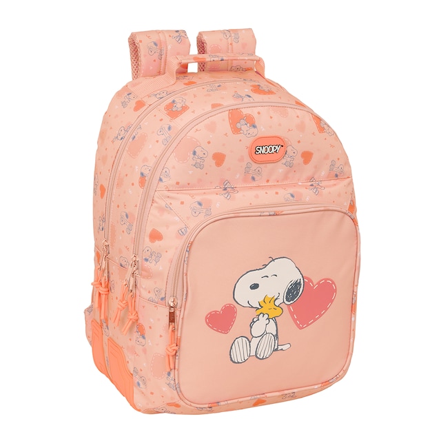Imagen 0 de Mochila doble adaptable a carro Snoopy Safta salmon