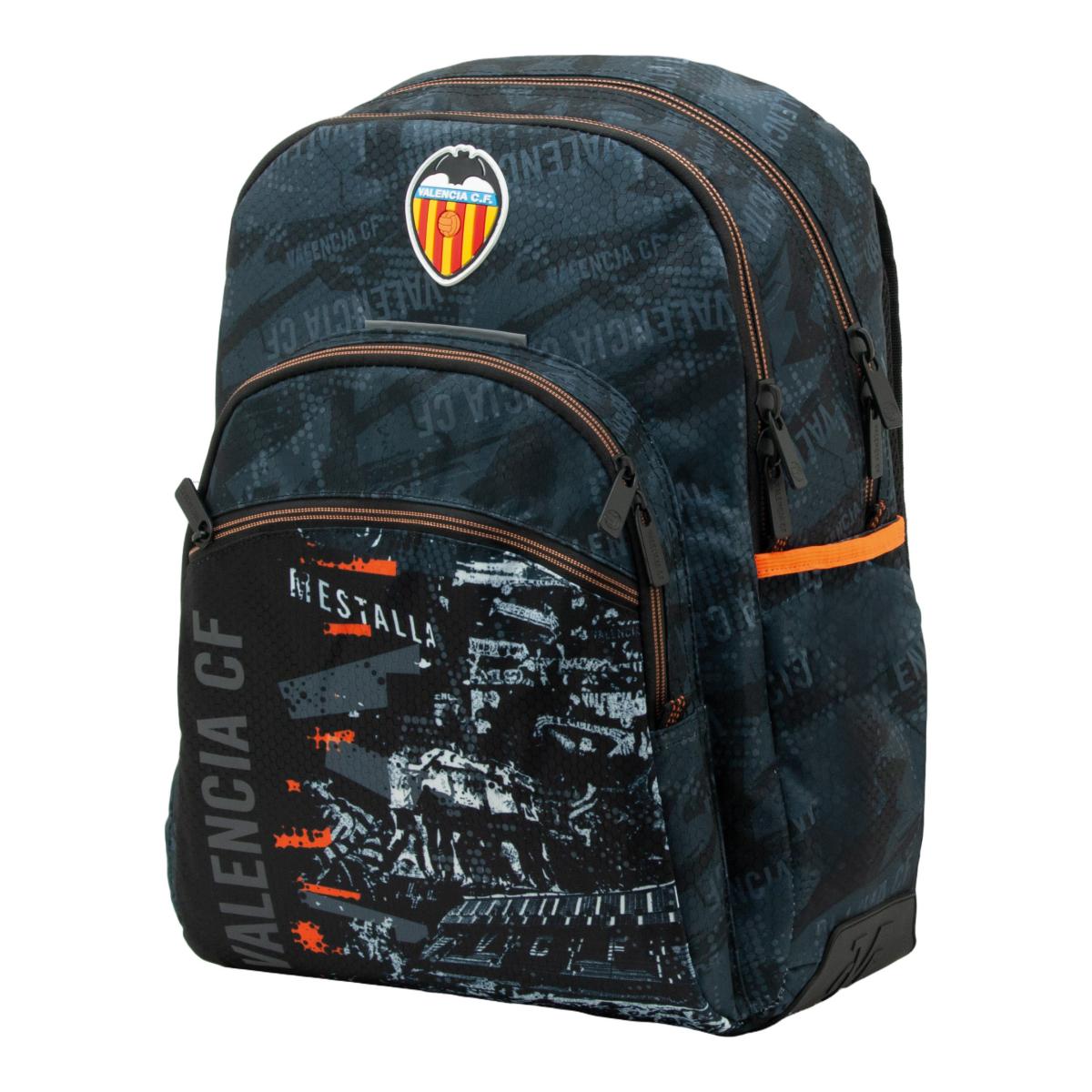 Imagem 0 de Mochila ST Corpo Duplo com Bases Reforçadas 2026 Valencia CF Sportandem Preto e Laranja