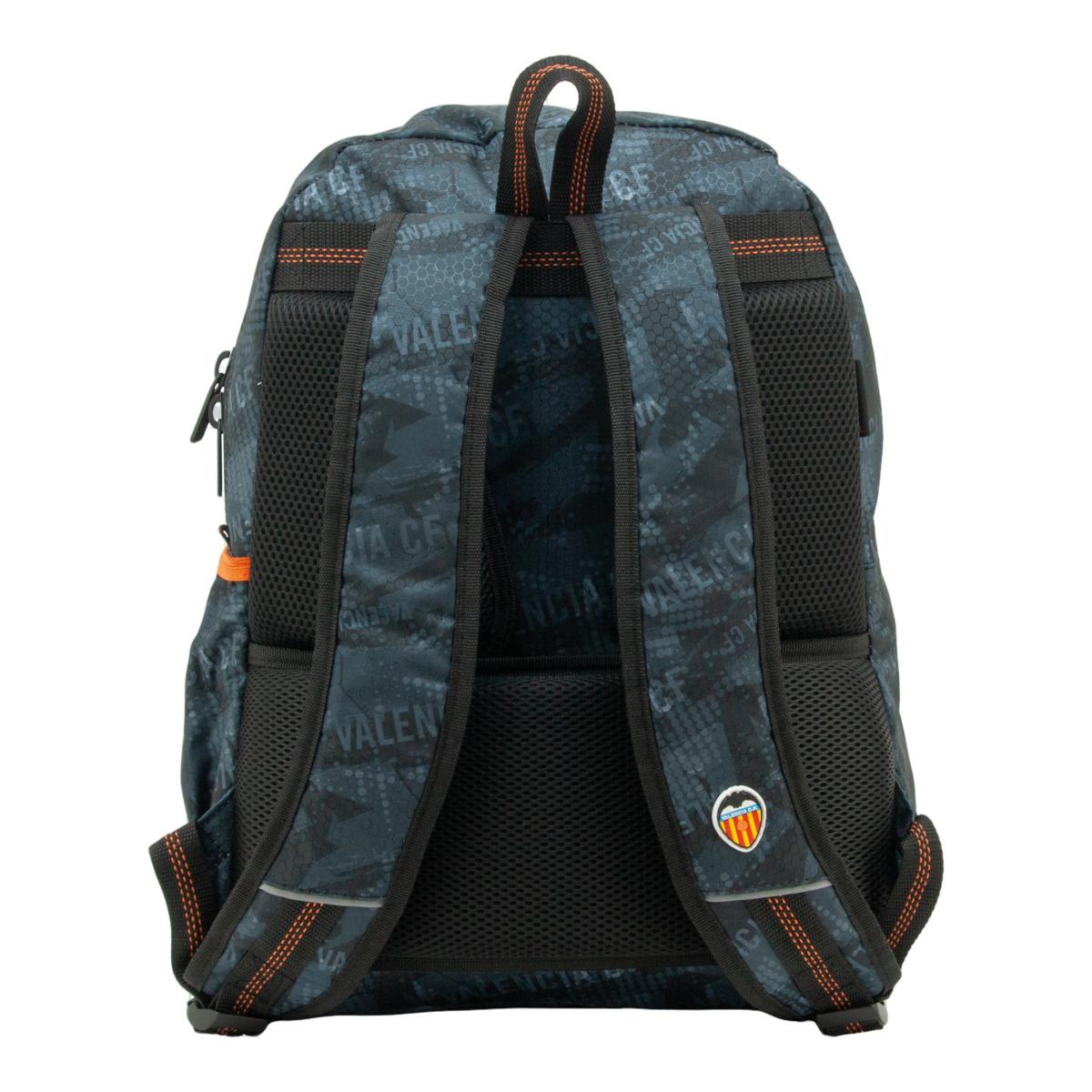 Mochila ST doble cuerpo con bases reforzadas 2026 Valencia CF Sportandem negra y naranja Negro / Naranja-2