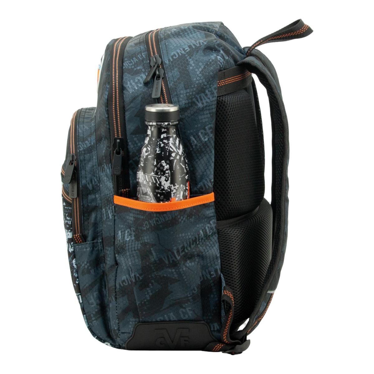Mochila ST doble cuerpo con bases reforzadas 2026 Valencia CF Sportandem negra y naranja Negro / Naranja-3
