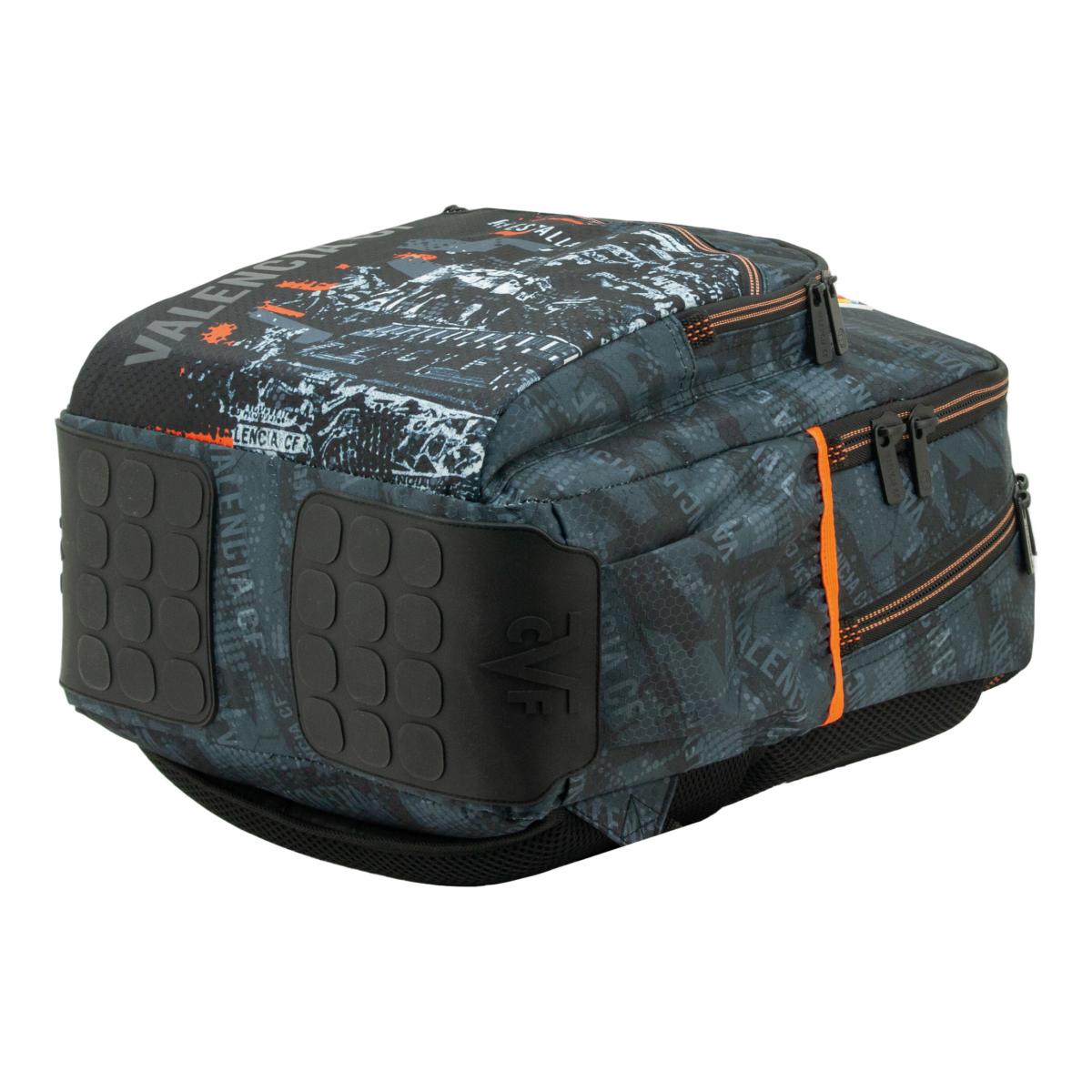 Mochila ST doble cuerpo con bases reforzadas 2026 Valencia CF Sportandem negra y naranja Negro / Naranja-5