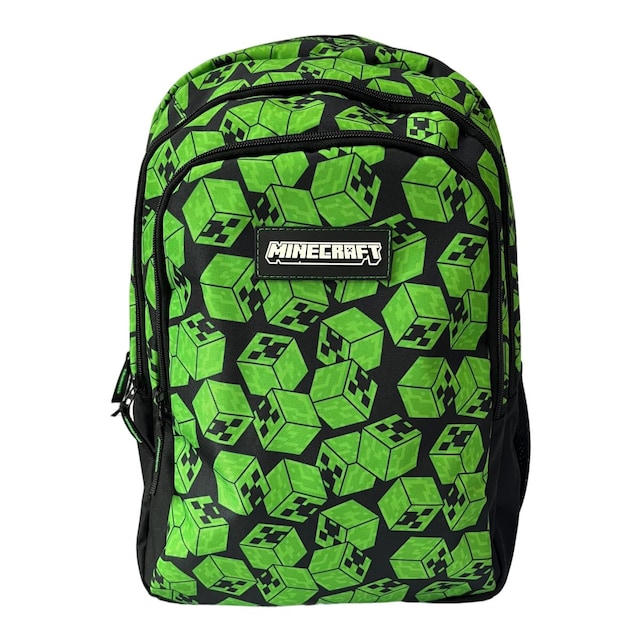 Mochila primaria MINECREAFT CUBOS  DOBLE COMPARTIMENTO  Toybags VERDE.