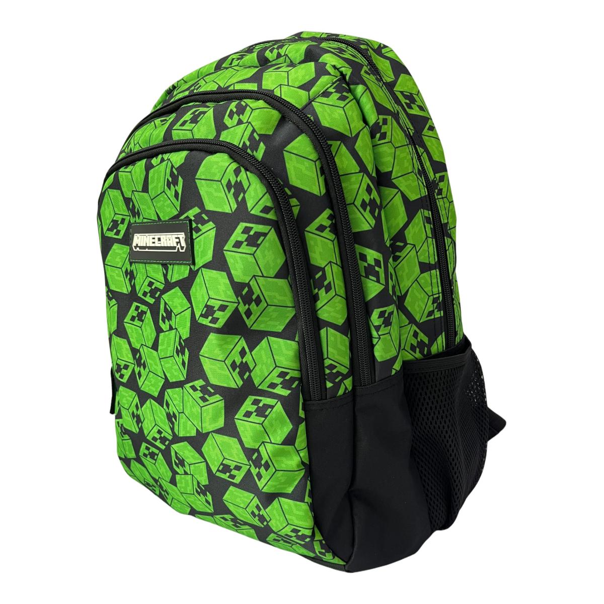 Mochila primaria MINECREAFT CUBOS DOBLE COMPARTIMENTO Toybags VERDE Verde-3