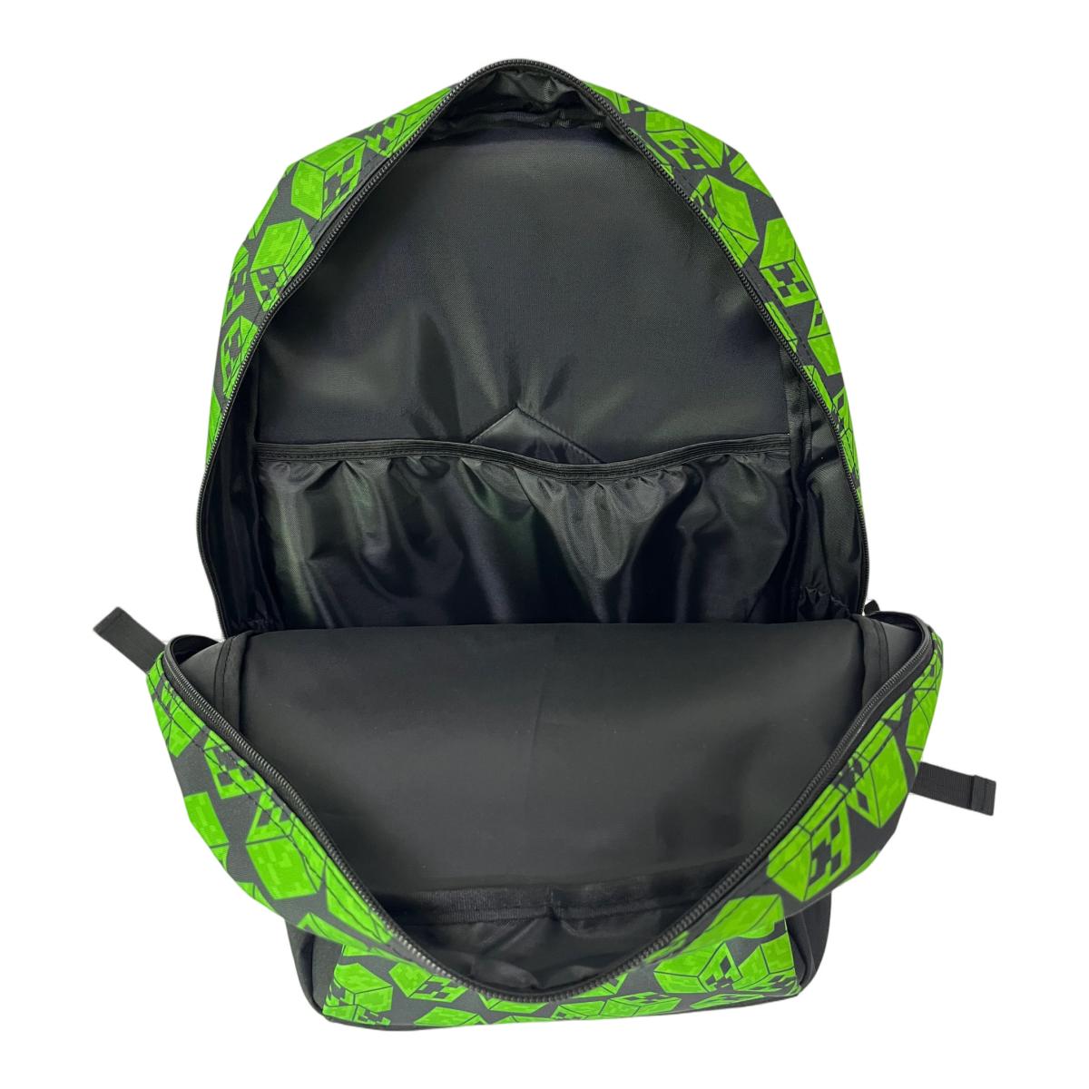 Mochila primaria MINECREAFT CUBOS DOBLE COMPARTIMENTO Toybags VERDE Verde-4