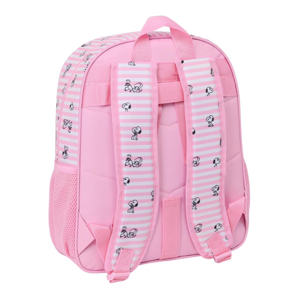 Mochila Junior Adaptável a Carro Snoopy Safta - Rosa e Branco Rosa / Branco-2