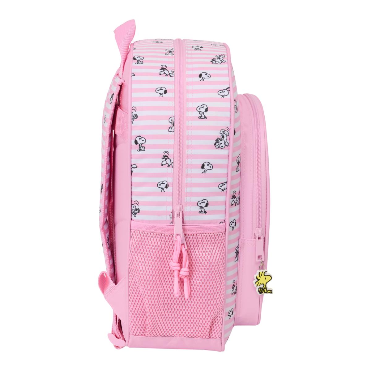 Mochila Junior Adaptável a Carro Snoopy Safta - Rosa e Branco Rosa / Branco-3