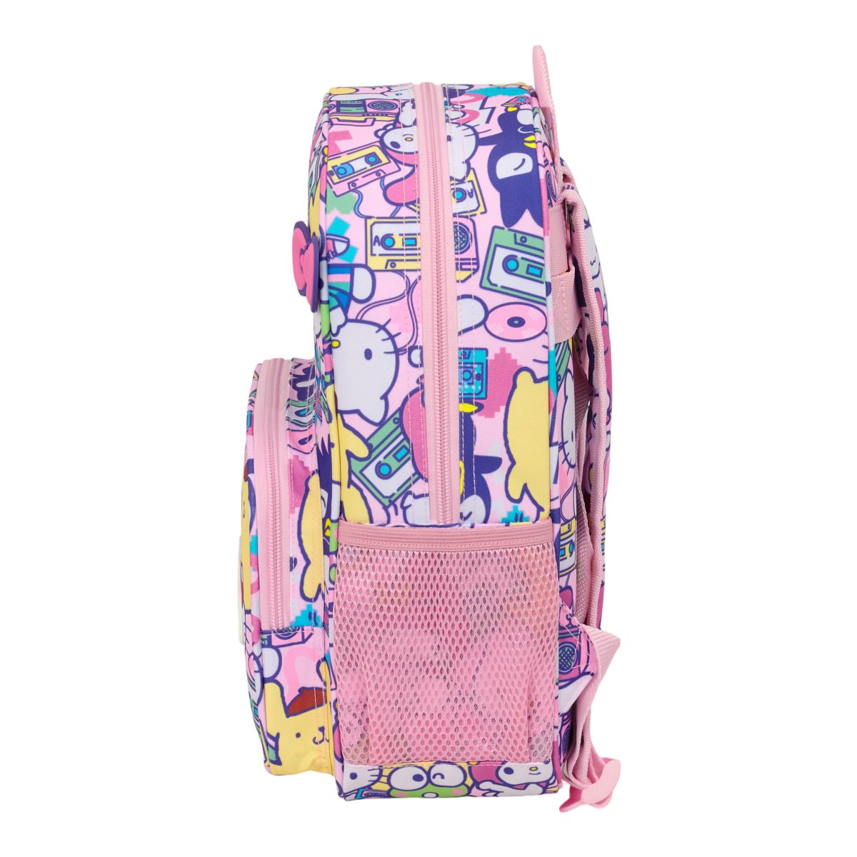 Mochila Infantil Adaptável a Carro Hello Kitty Safta - Rosa e Multicolor Rosa / Multicolor-3