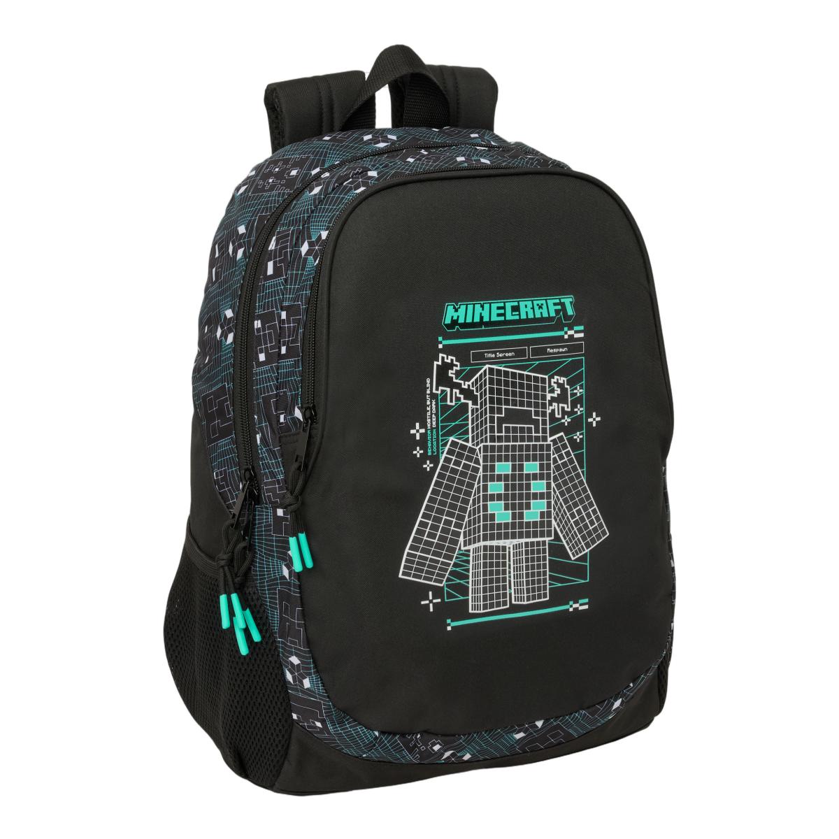 Imagem 0 de Mochila Adaptável a Carro Minecraft Safta - Preto e Turquesa