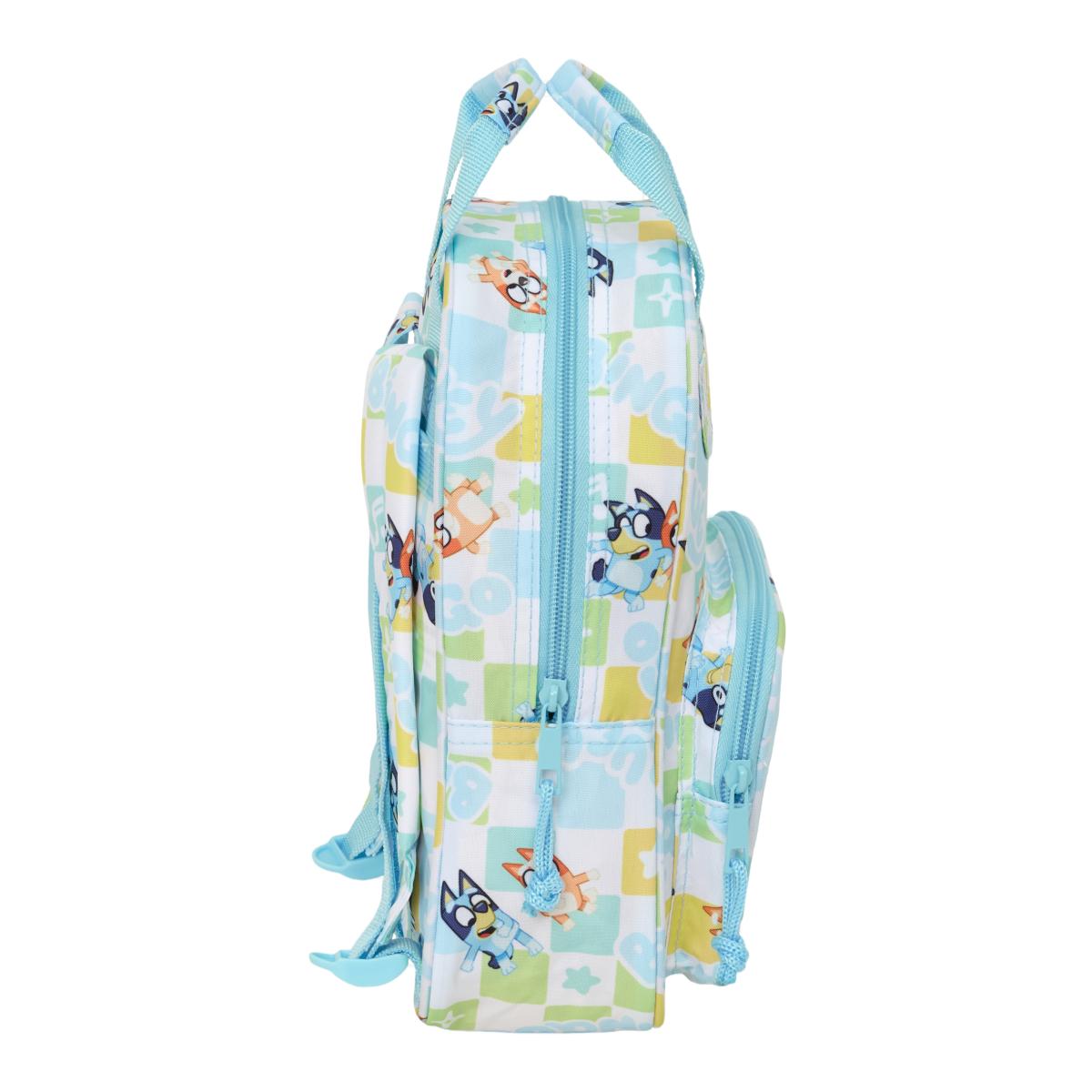 Mochila Infantil com Alças Bluey Safta - Azul Claro e Branca Azul-claro / Branco-3