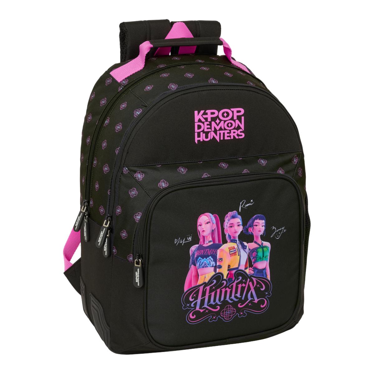 Imagem 0 de Mochila Dupla com Estrutura Adaptável a Trolley K-Pop Demon Hunters - Preto e Rosa