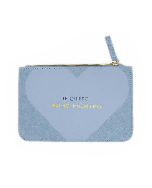 Nécessaire Te Quiero Mucho Muchísimo azul, preto e dourado Azul-1