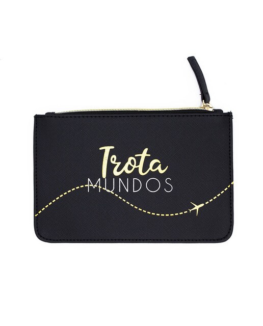Nécessaire Trotamundos preto, dourado e branco Preto-1