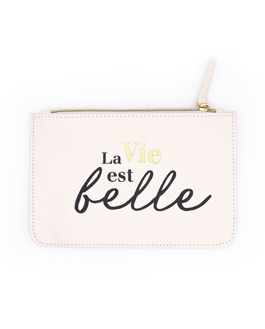Nécessaire La Vie Est Belle bege, preto e dourado Bege-1