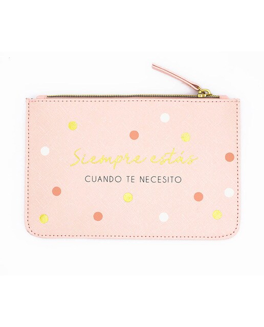 Nécessaire Siempre Estás Cuando Te Necesito rosa, dourado e branco Rosa-1