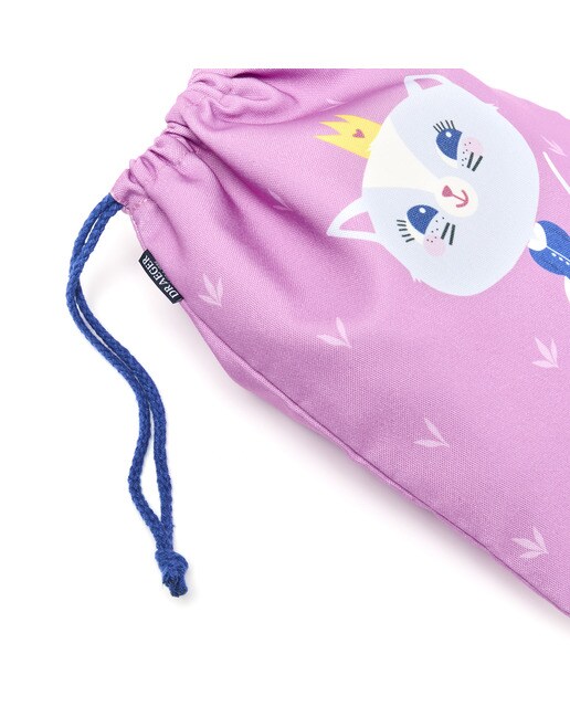 Saco de algodão para criança com personagem Gatinha princesa com a sua rã Draeger cor-de-rosa Rosa-3