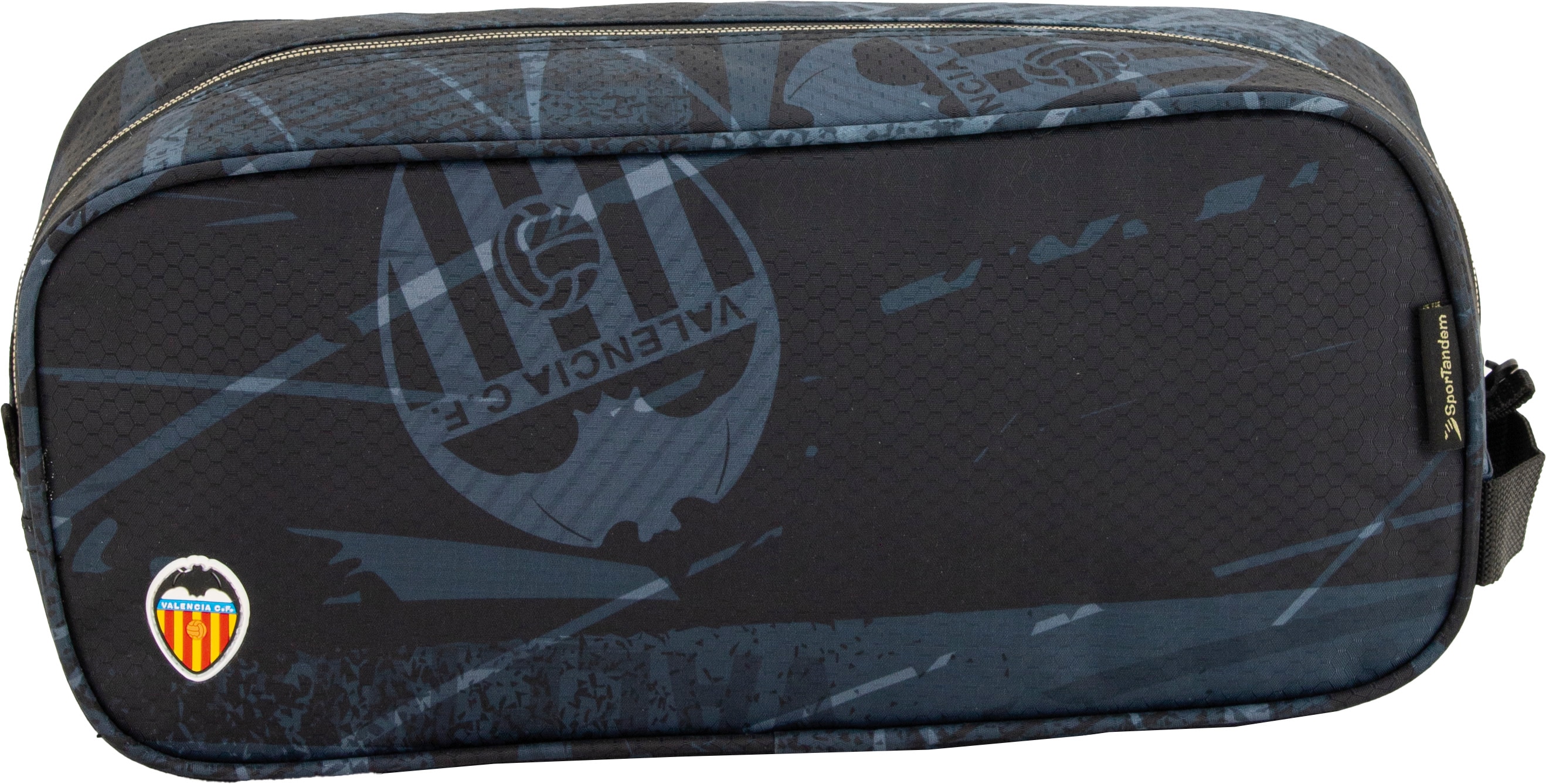 Neceser zapatillero adaptado al tamaño de las zapatillas de deporte 2025 Valencia CF negro y dorado Negro / Dorado-2