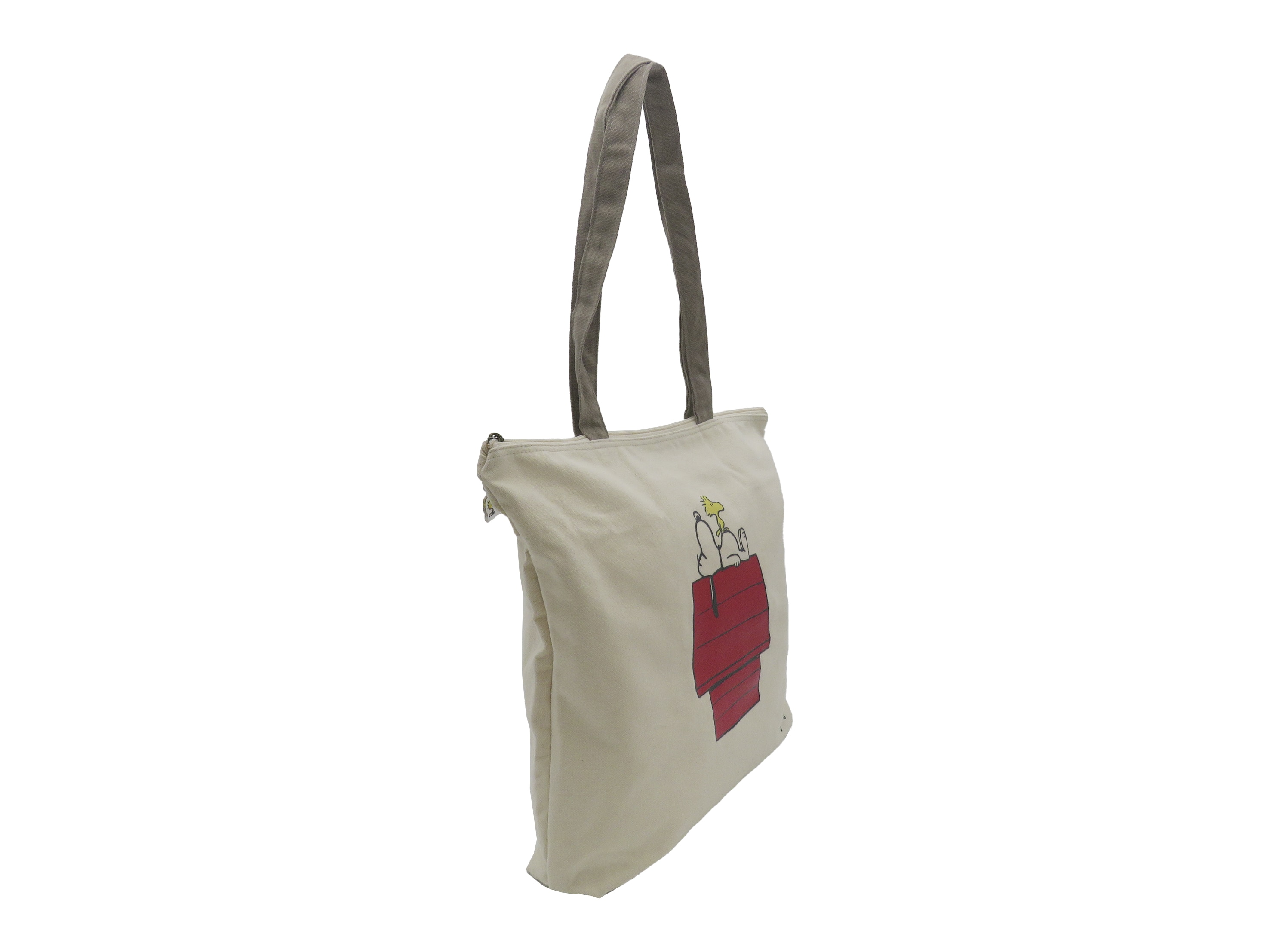 Saco de Lona Grande com Fecho de Correr e Bolso Bege-5