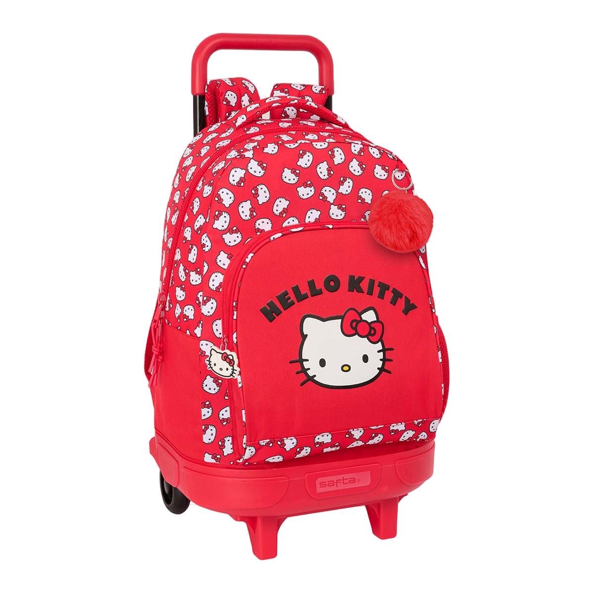 Imagem 0 de Mochila grande con rodas compact extraível Hello Kitty Safta vermelho e branco