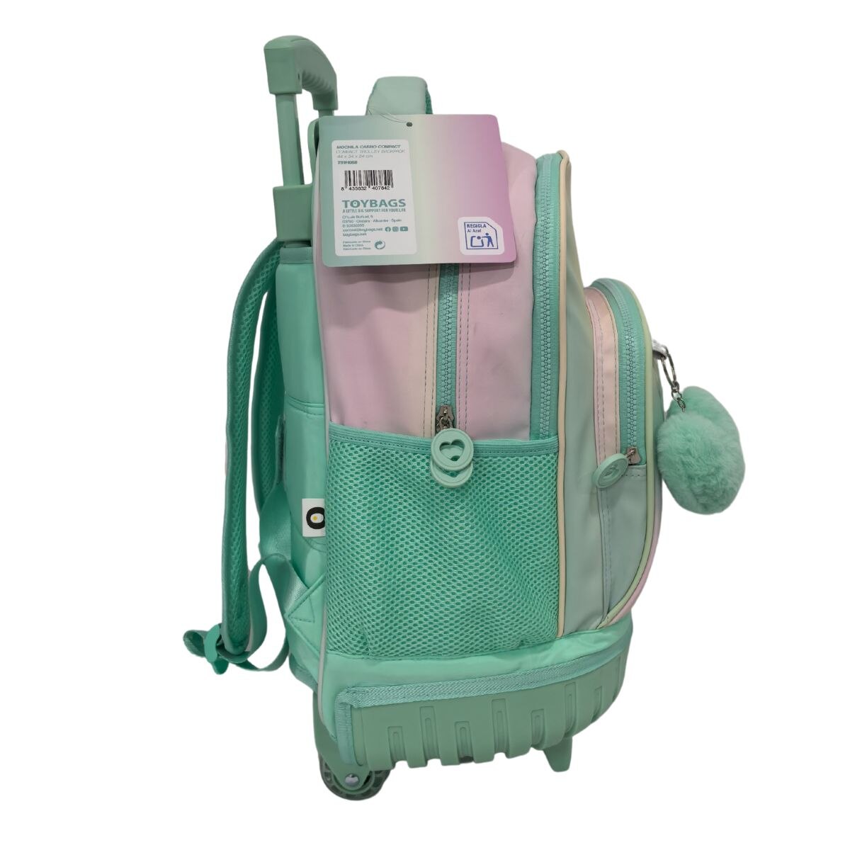 Trolley fijo compacto doble cuerpo gran capacidad Blin Blin Gradient Green Toybags rosa y verde Rosa / Verde-2