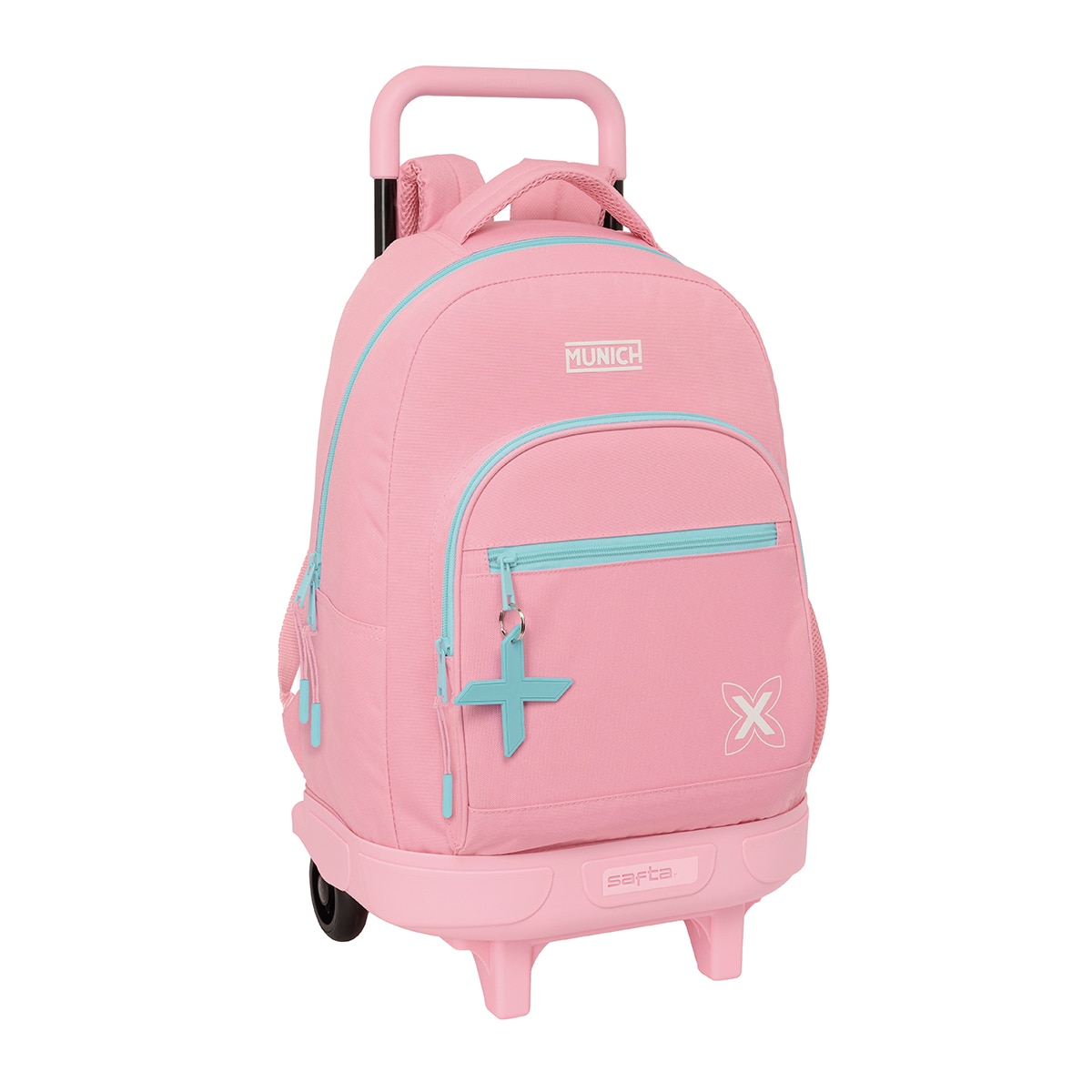 Mochila grande com rodas compactas removíveis Munich Rosa-1