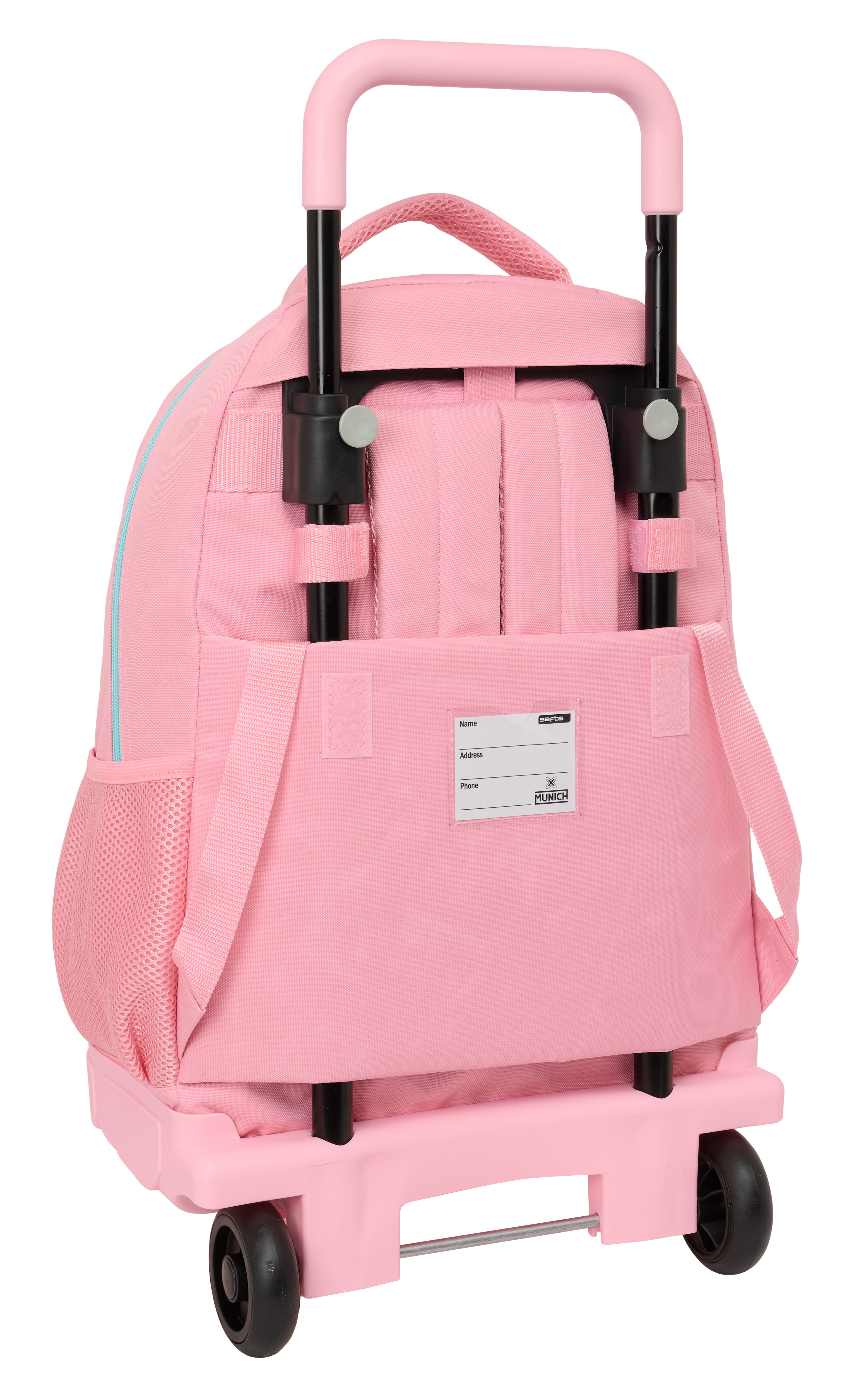 Mochila grande com rodas compactas removíveis Munich Rosa-2