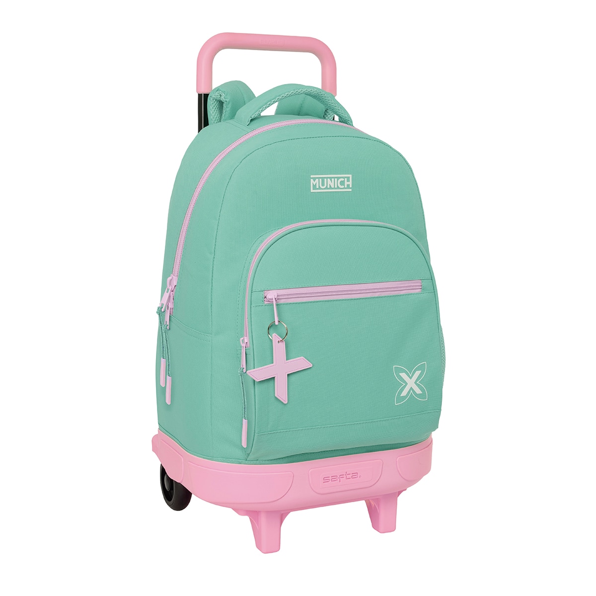 Mochila grande com rodas compactas removíveis Munich Água-marinha-1