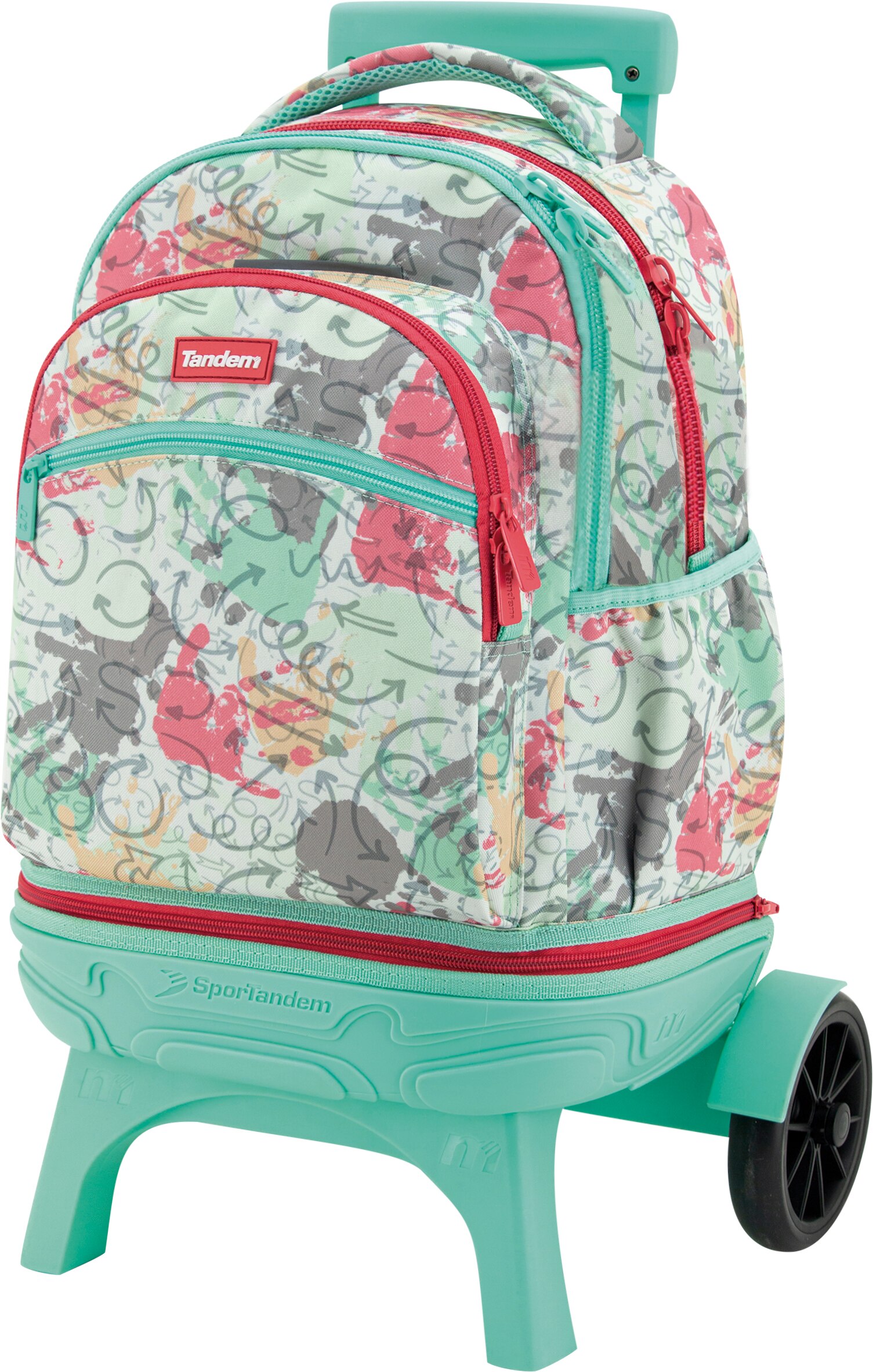 Imagem 0 de Trolley Desmontável Premium com Rodas Silenciosas Fantastic Tandem Verde Aguamarinha e Vermelho