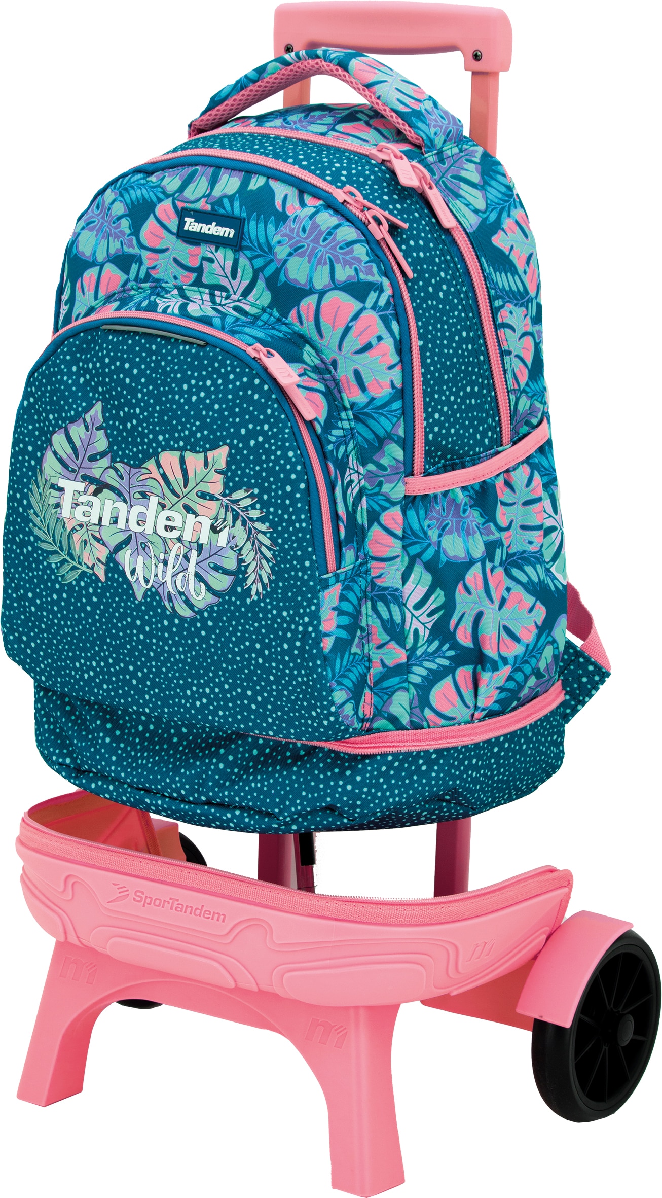 Carro desmontable premium con ruedas silenciosas Wild Tandem azul y rosa 4