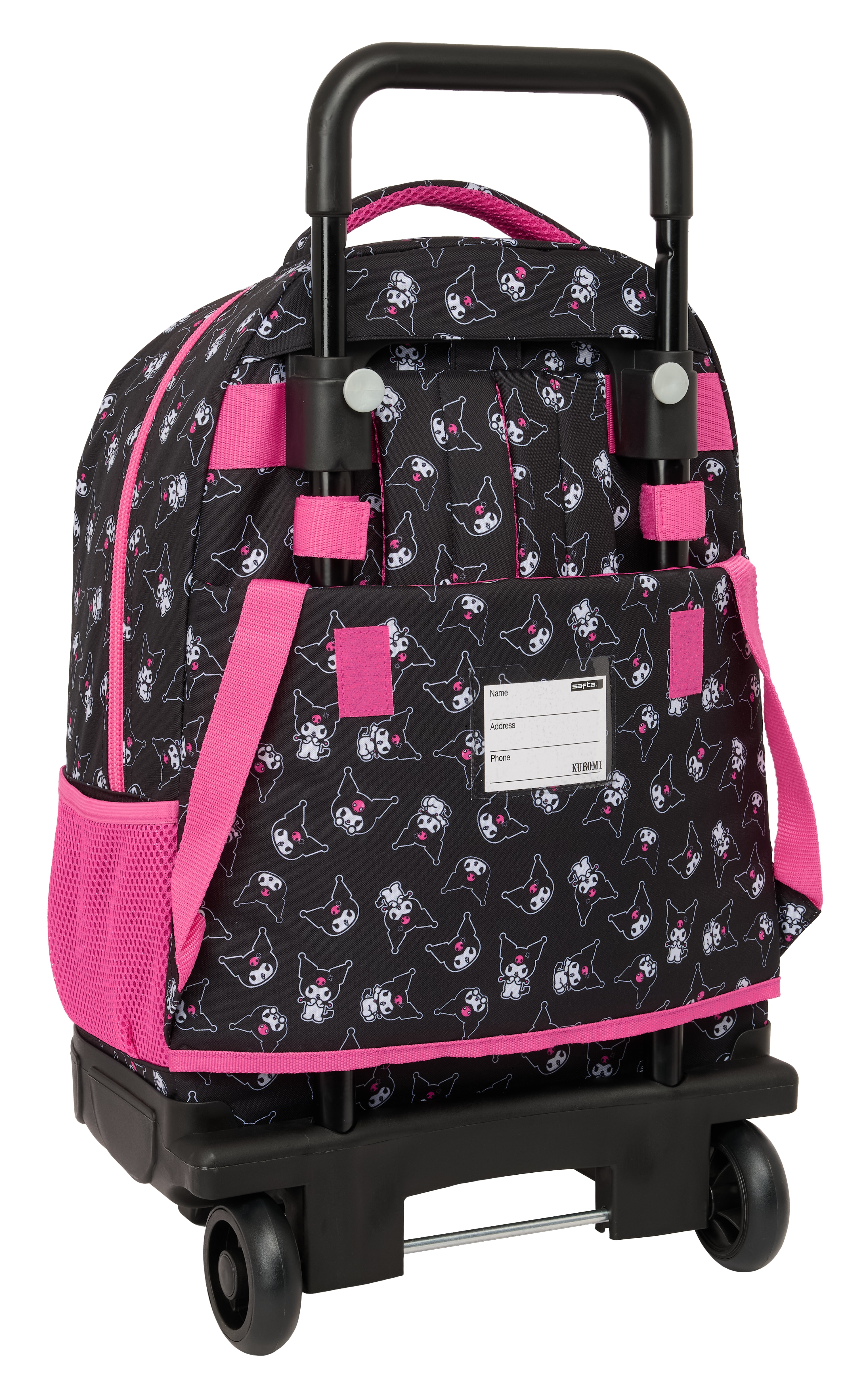 Mochila grande con ruedas compact extraible Kuromi Safta negro y fucsia Negro / Fucsia-2