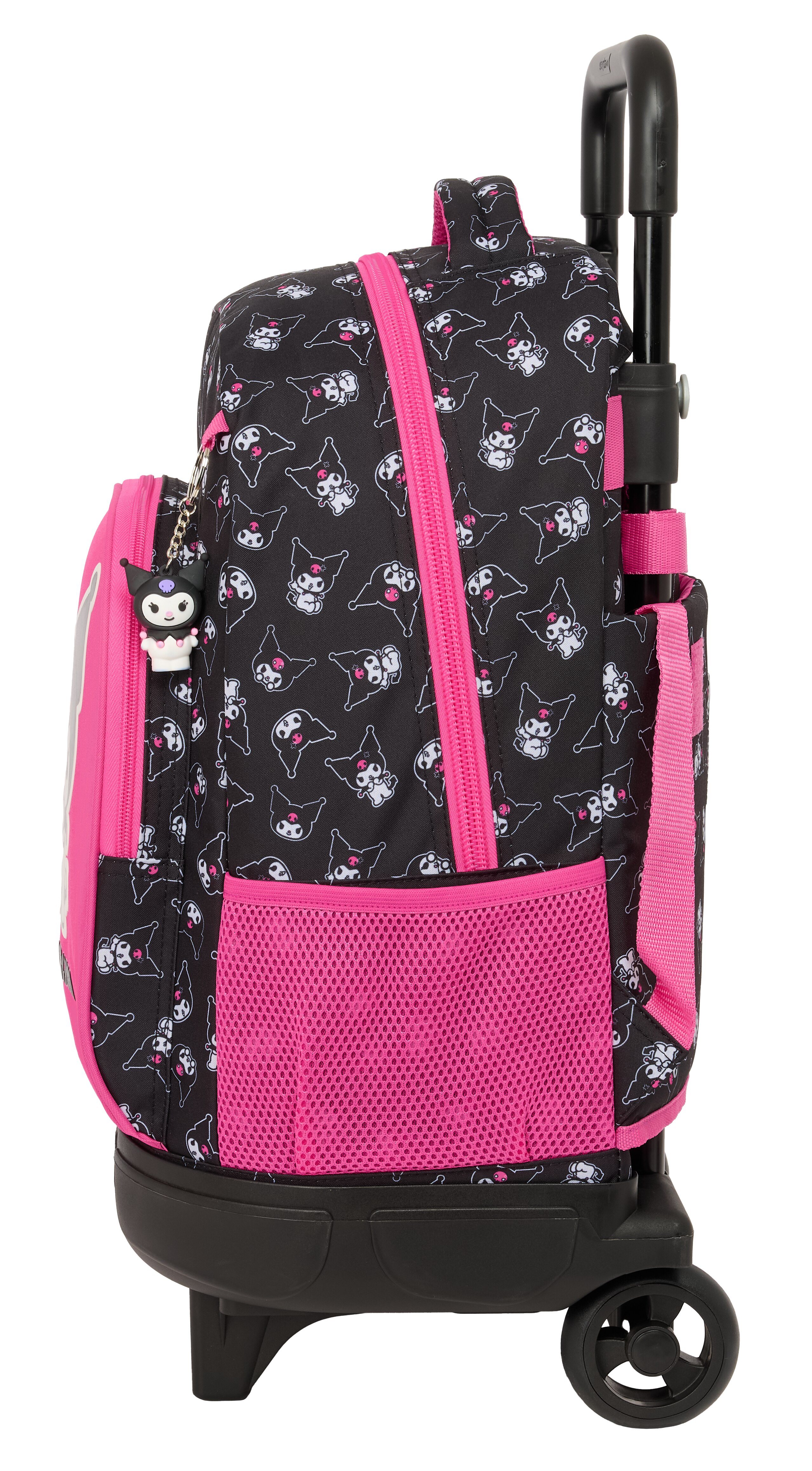 Mochila grande con ruedas compact extraible Kuromi Safta negro y fucsia Negro / Fucsia-3