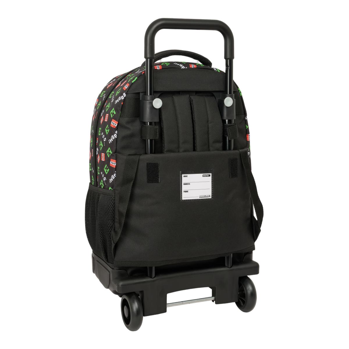 Mochila grande con ruedas compact extraible Minecraft Safta negro Negro-2