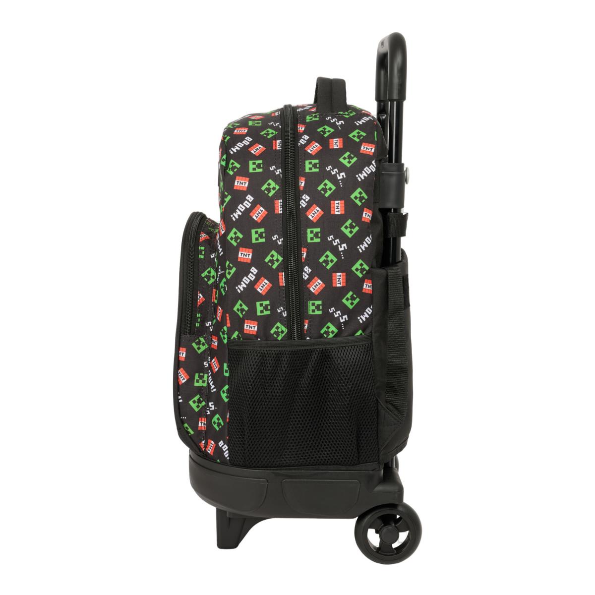 Mochila grande con ruedas compact extraible Minecraft Safta negro Negro-3
