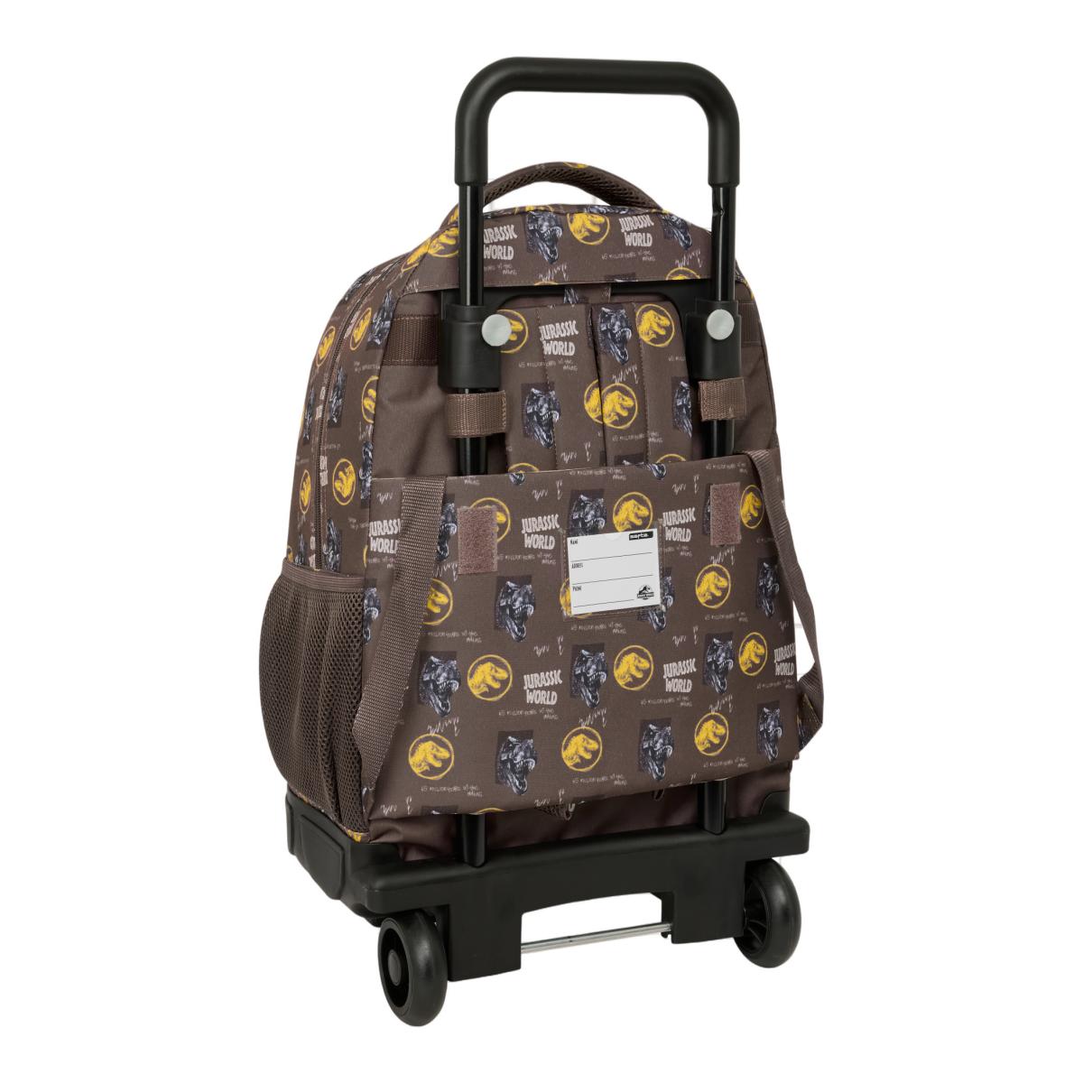 Mochila grande con ruedas compact extraible Jurassic World Safta marron Marrón-2