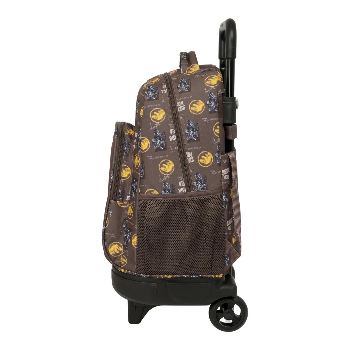 Mochila grande con ruedas compact extraible Jurassic World Safta marron Marrón-3