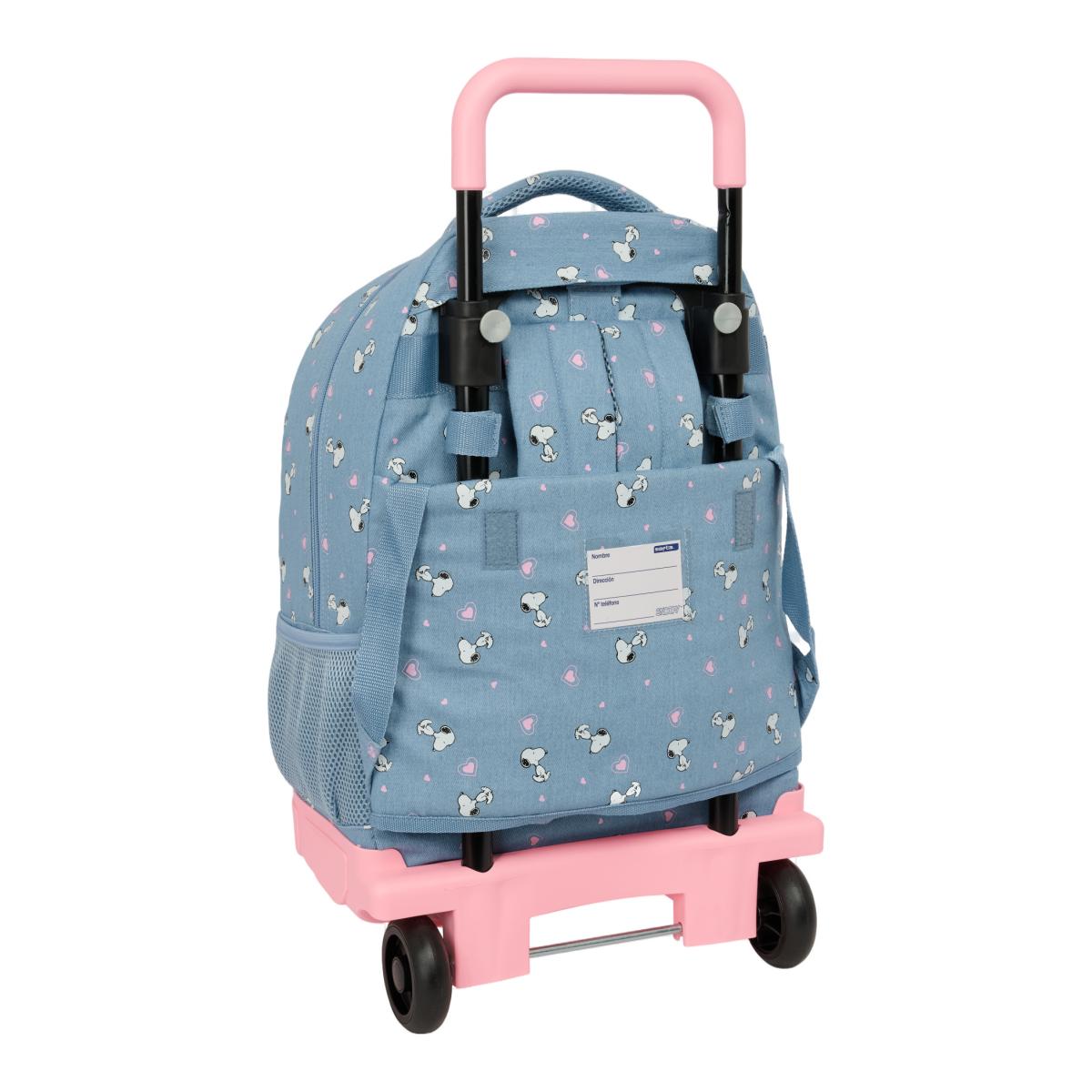 Mochila grande con ruedas compact extraible Snoopy Safta denim Denim-2