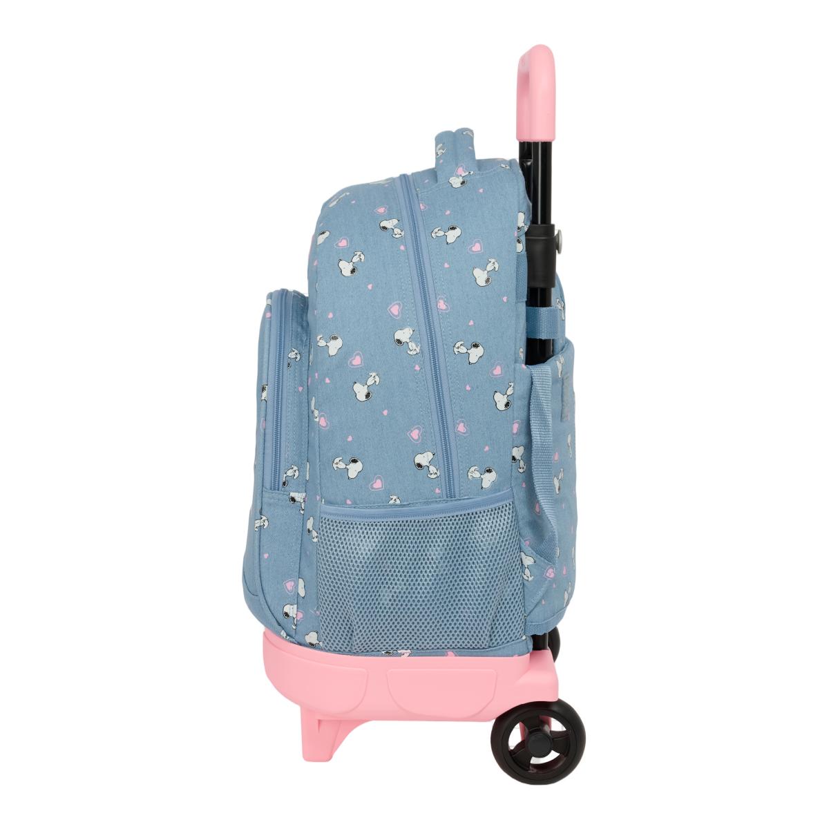 Mochila grande con ruedas compact extraible Snoopy Safta denim Denim-3