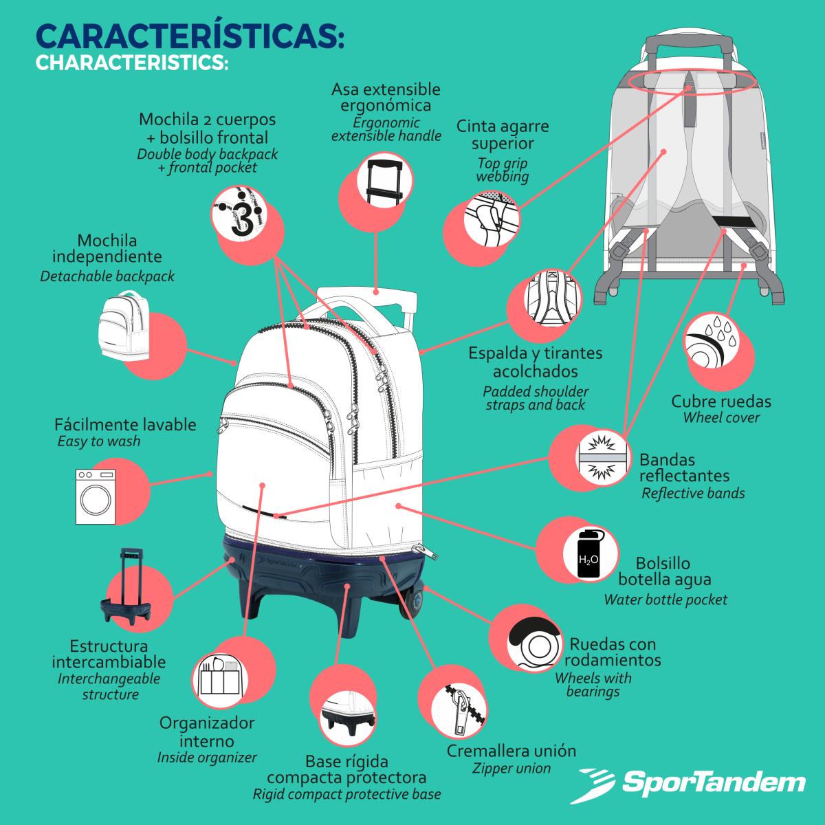 Carro desmontável com Base Reforçada e Resistente 2026 Valencia CF Sportandem Preto e Laranja Preto / Laranja-9