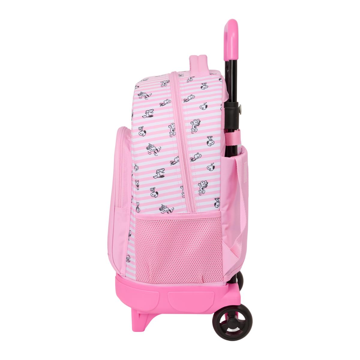 Mochila grande con ruedas compact extraible Snoopy Safta rosa y blanco Rosa / Blanco-3