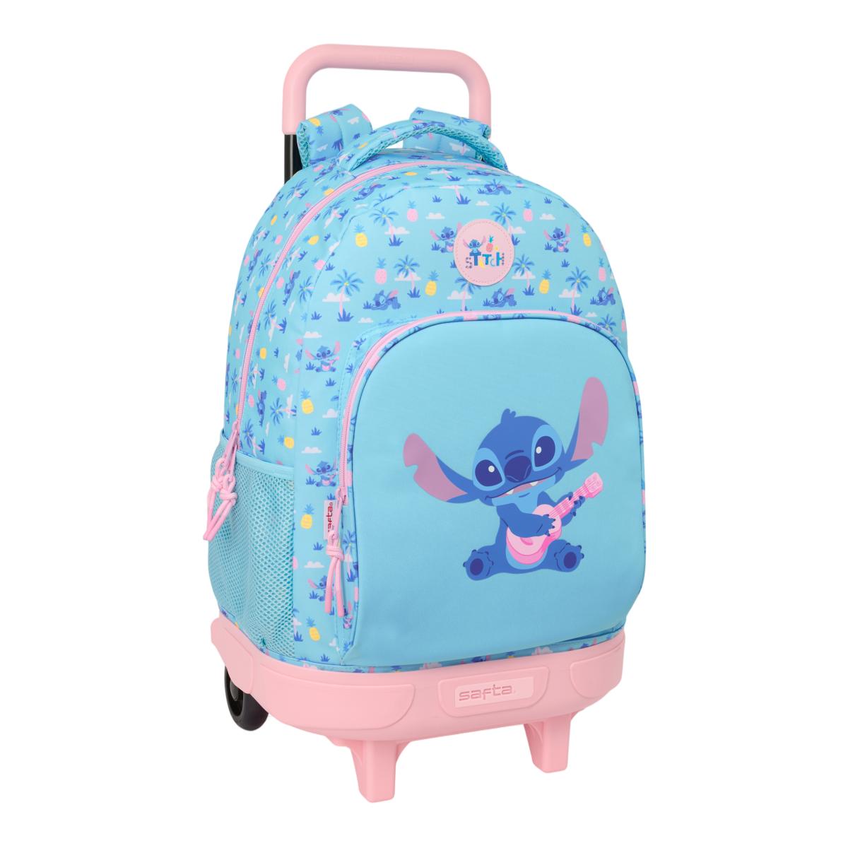 Imagen 0 de Mochila grande con ruedas compact extraible Stitch Safta turquesa