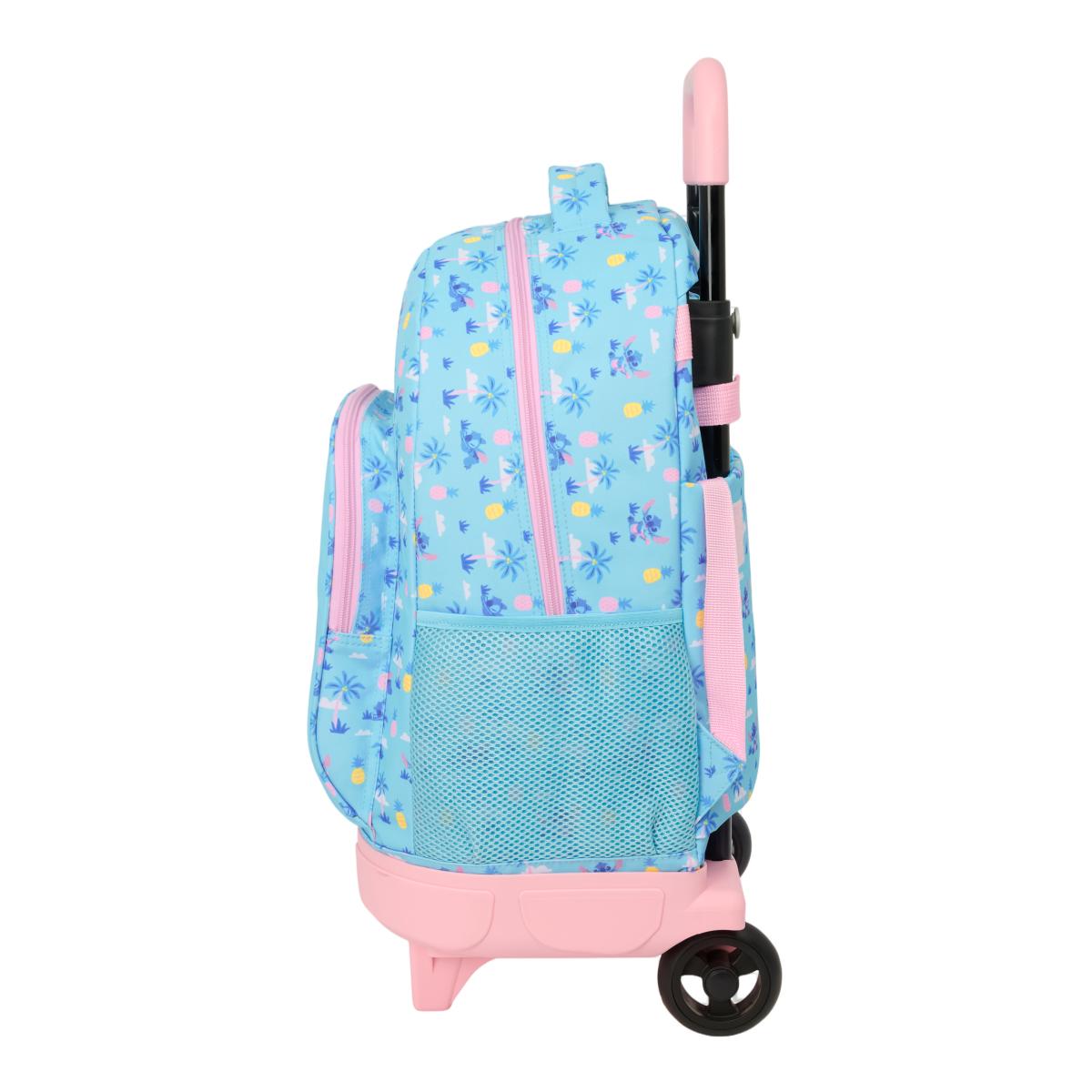 Mochila Grande com Rodas Compact Extraível Stitch Safta - Turquesa Turquesa-3