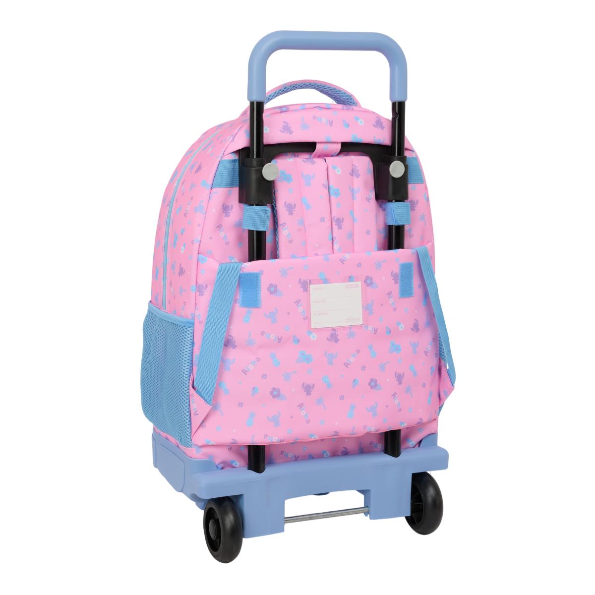 Mochila grande con ruedas compact extraible Stitch Safta rosa claro Rosa claro-2
