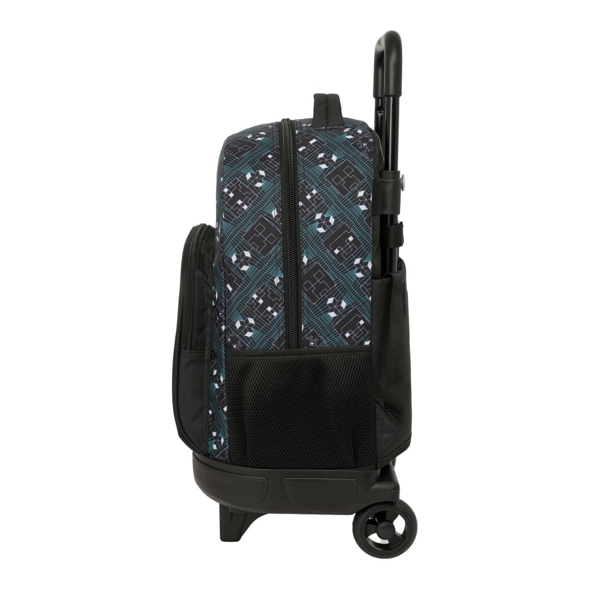 Mochila Grande com Rodas Compact Extrível Minecraft Safta - Preto e Turquesa Preto / Turquesa-3