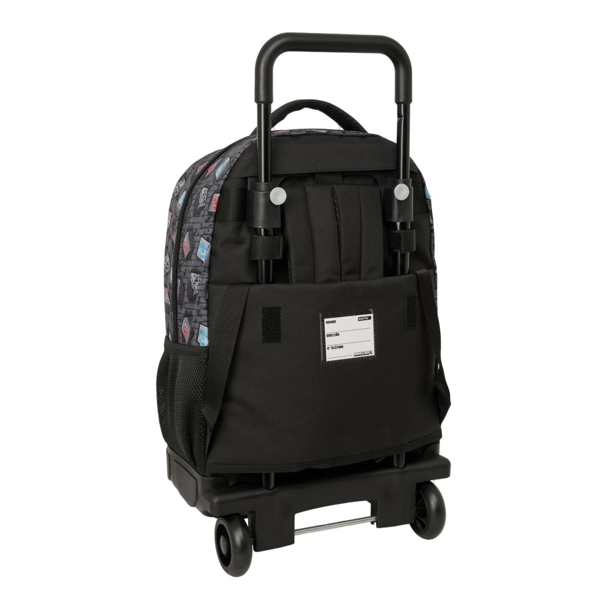 Mochila Grande com Rodas Compact Extraível Minecraft Safta Cinzento e Preto Cinzento / Preto-2