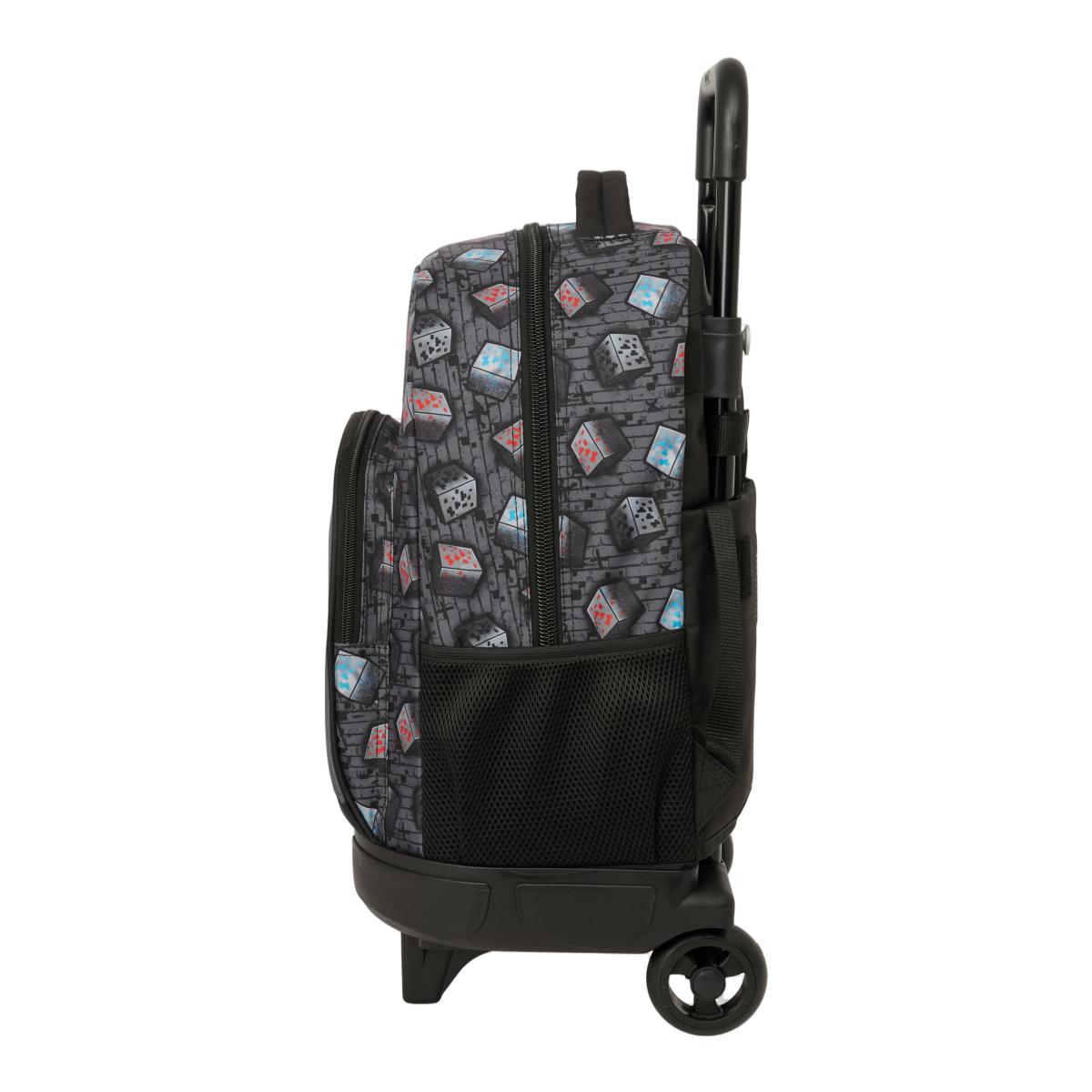 Mochila Grande com Rodas Compact Extraível Minecraft Safta Cinzento e Preto Cinzento / Preto-3