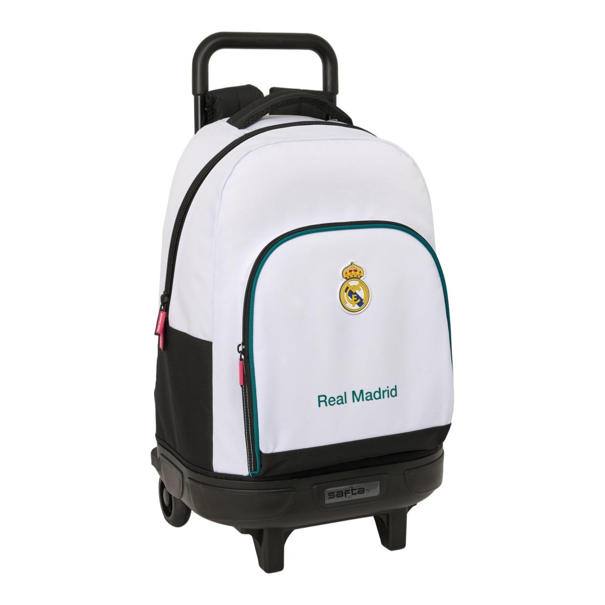 Imagem 0 de Mochila Grande com Rodas compact Amovíveis Real Madrid - Branco e Verde